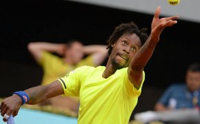 Gael Monfils about to serve