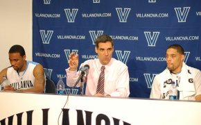Jay Wright at a press conference.