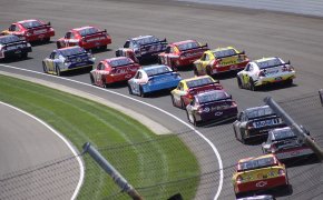 Shot of a NASCAR race at Indianapolis Motor Speedway