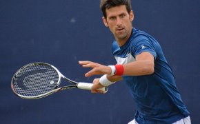 Novak Djokovic sets for return shot