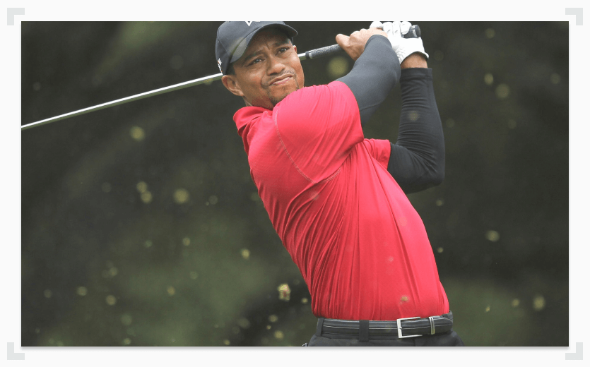 Tiger Woods red shirt swinging