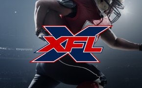 xfl logo with football player running