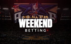 NBA All-Star weekend text overlay on basketball image