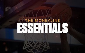 The moneyline essentials text overlay on basketball image