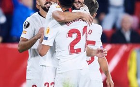 Sevilla players celebrating a goal