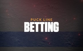 Puck line betting text overlay on hockey image