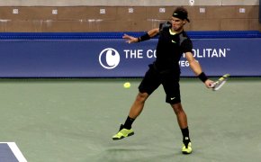 Rafael Nadal warming up