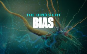 The hindsight bias text overlay on graphic