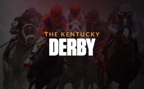 The Kentucky Derby text overlay on horse racing image