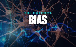 the outcome bias text overlay on brain synapses